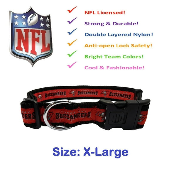Pets First NFL Tampa Bay Buccaneers Dog Collar - Heavy-Duty, Durable & Adjustable Football Collar for Dogs/ CATS - Extra Large