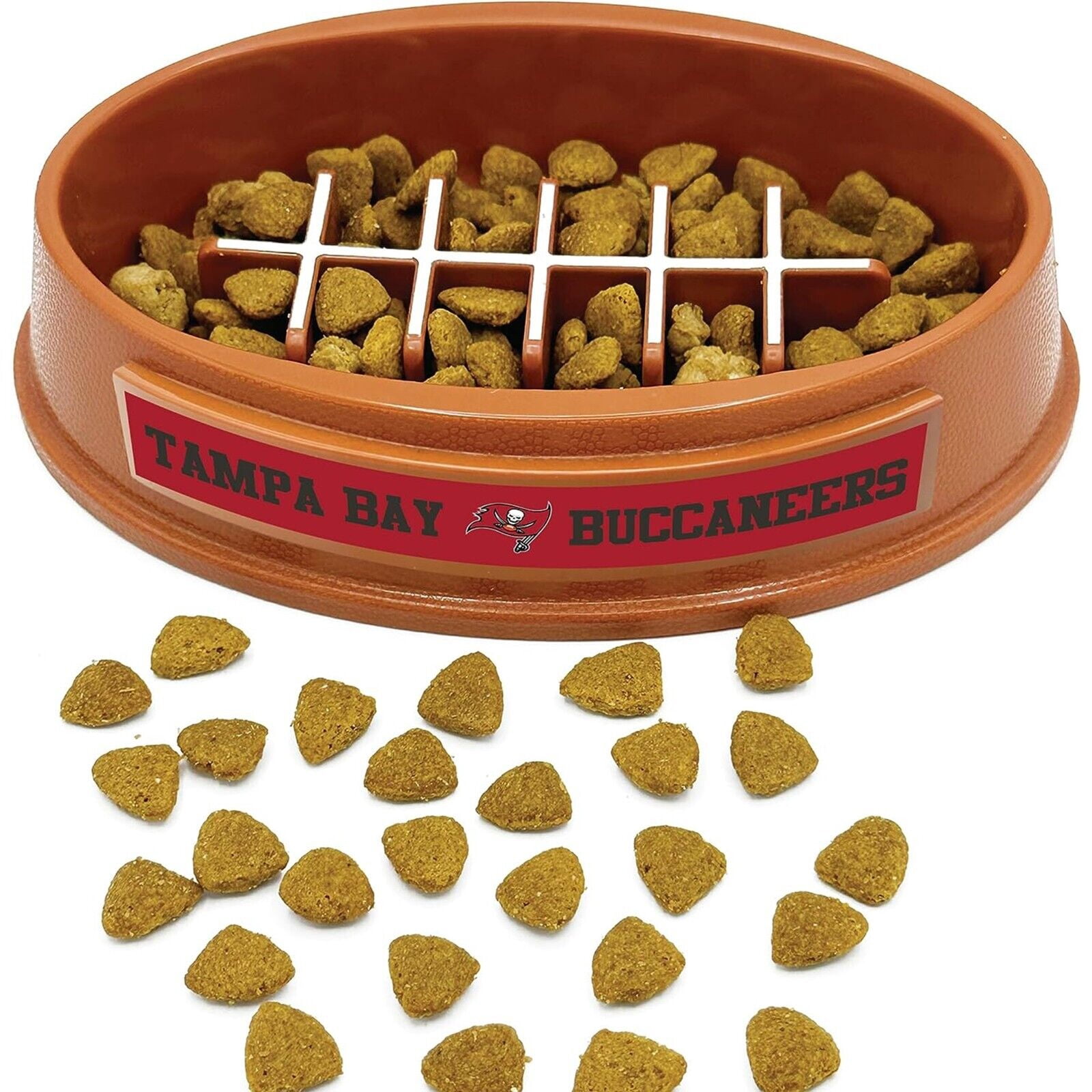 Pets First NFL Tampa Bay Buccaneers Super-Bowl Slow Feeder Bowl for Dogs and Cats, Football Design for Healthy Digestion, Non-Slip, for Large & Small Pet