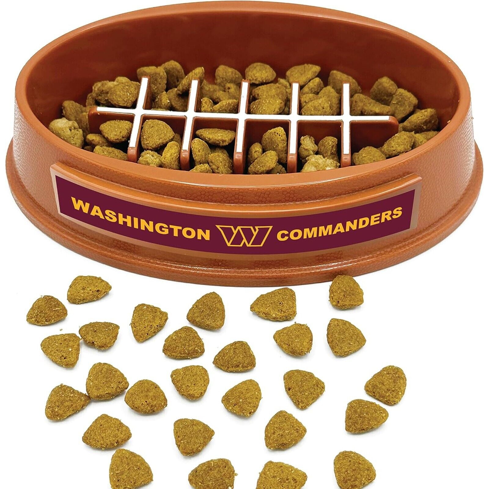 Pets First NFL Washington Commanders Super-Bowl Slow Feeder Bowl for Dogs and Cats, Football Design for Healthy Digestion, Non-Slip, for Large & Small Pet