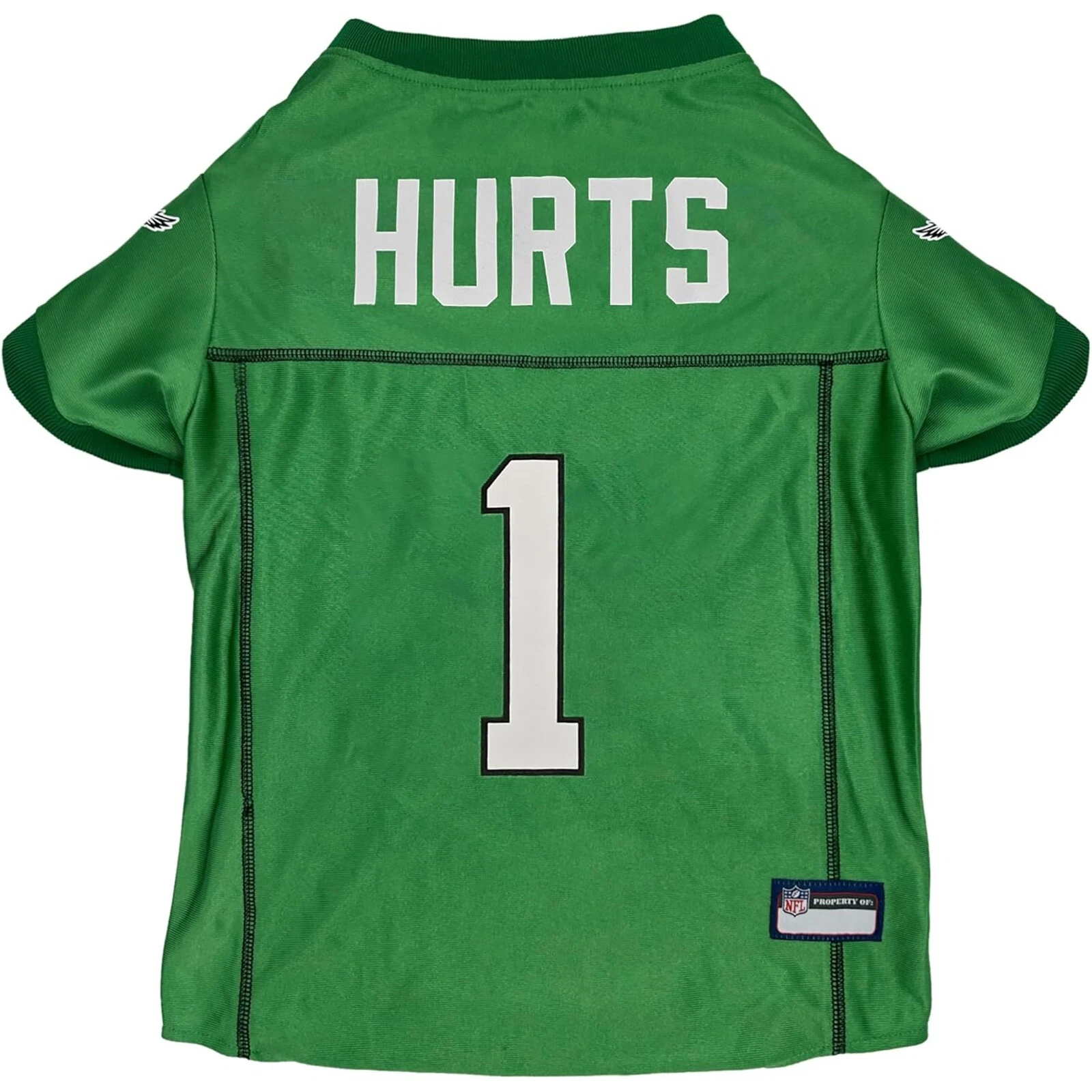 Pets First NFLPA Jalen Hurts Kelly Green #1 Dog Jersey NFL & NFLPA Dog Jersey