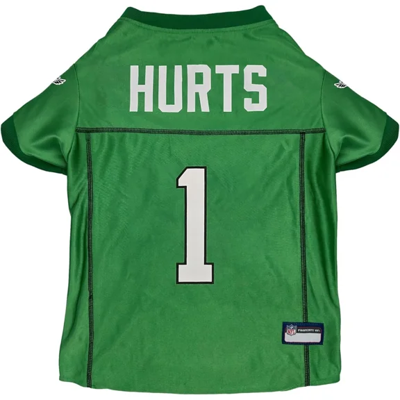 Pets First NFLPA Jalen Hurts Kelly Green #1 Dog Jersey NFL & NFLPA Dog Jersey