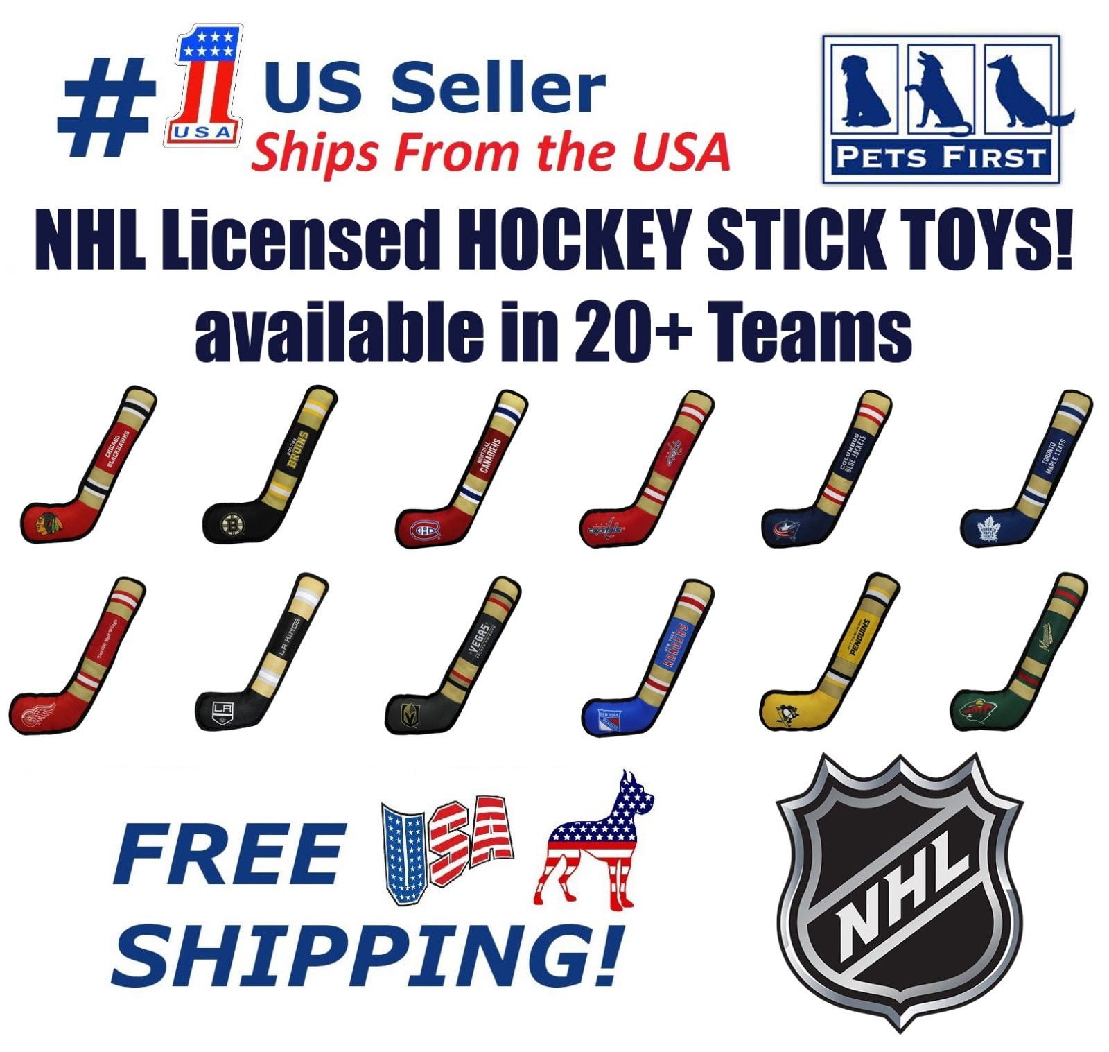 NHL Hockey Stick Toy for Dogs & Cats - Heavy-Duty, Durable Dog