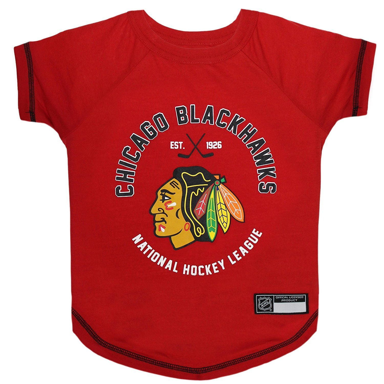 Pets First NHL Chicago Blackhawks T-Shirt, Licensed, Stretchable, Dogs & Cats, Black, Medium