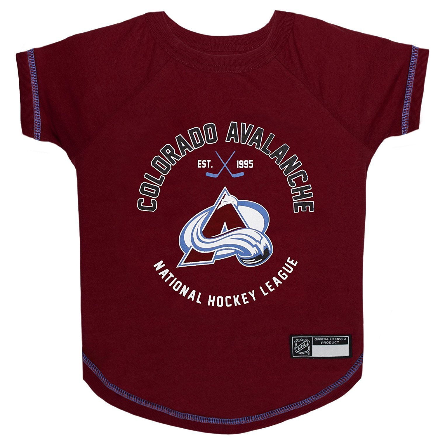 Pets First NHL Colorado Avalanche T-Shirt, Licensed, Stretchable, Dogs & Cats, Red, Medium