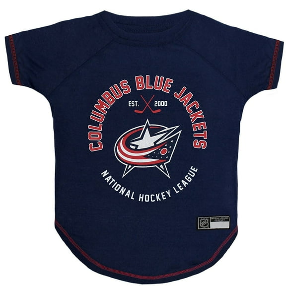 Pets First NHL Columbus Blue Jackets T-Shirt, Licensed, Stretchable, Dogs & Cats, Blue, Medium