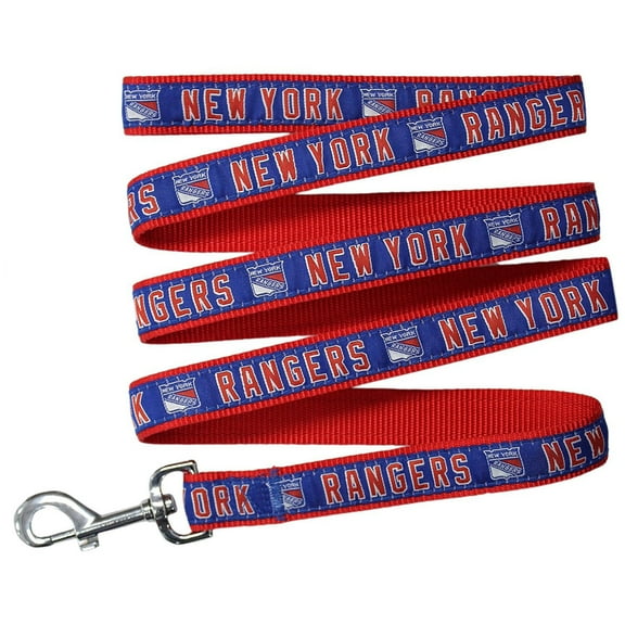 Pets First NHL New York Rangers 6' Heavy-Duty Nylon Dog Leash, Blue & Red
