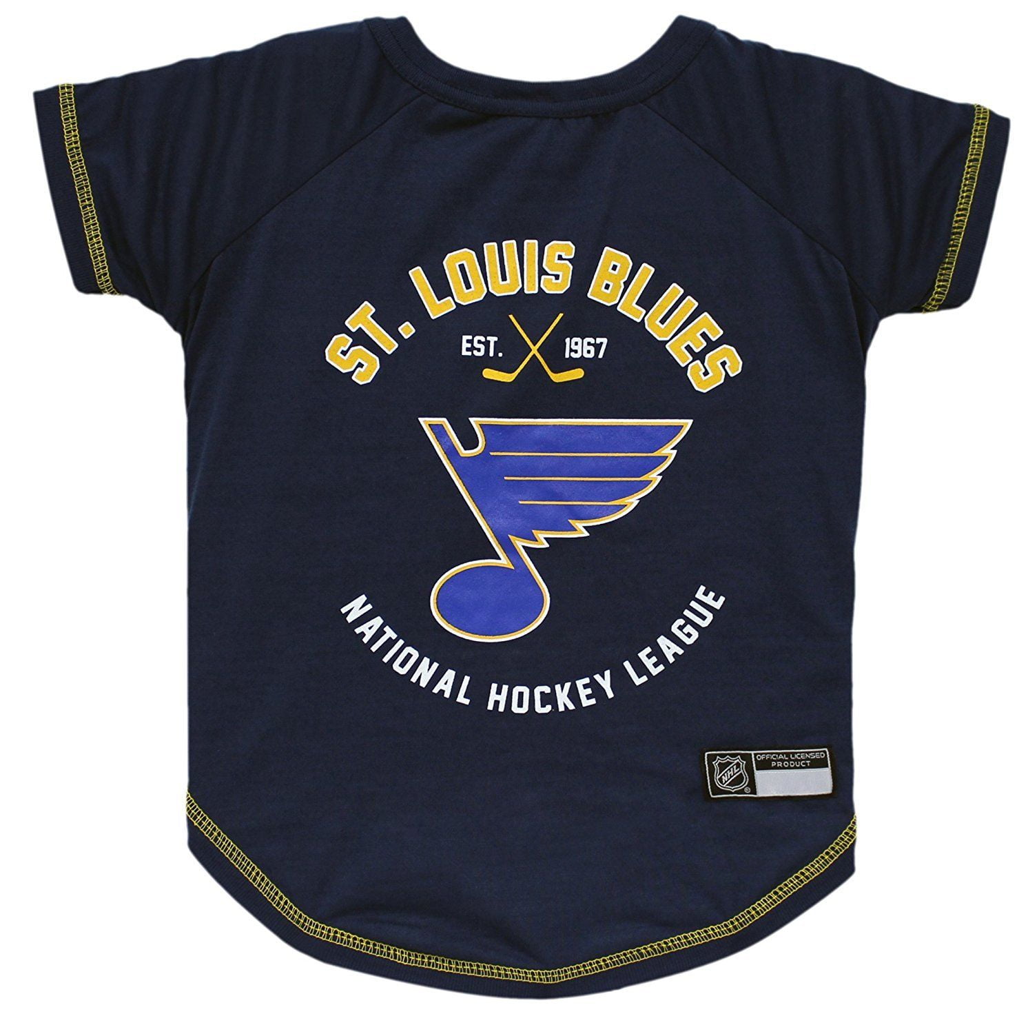 Pets First NHL St. Louis Blues T-Shirt, Licensed, Stretchable, Durable, Dog Apparel, Blue, Medium