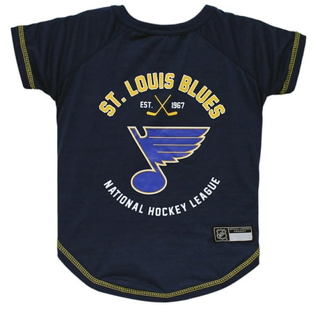 Pets First NHL St. Louis Blues T-Shirt, Licensed, Stretchable, Durable, Dog Apparel, Blue, Medium