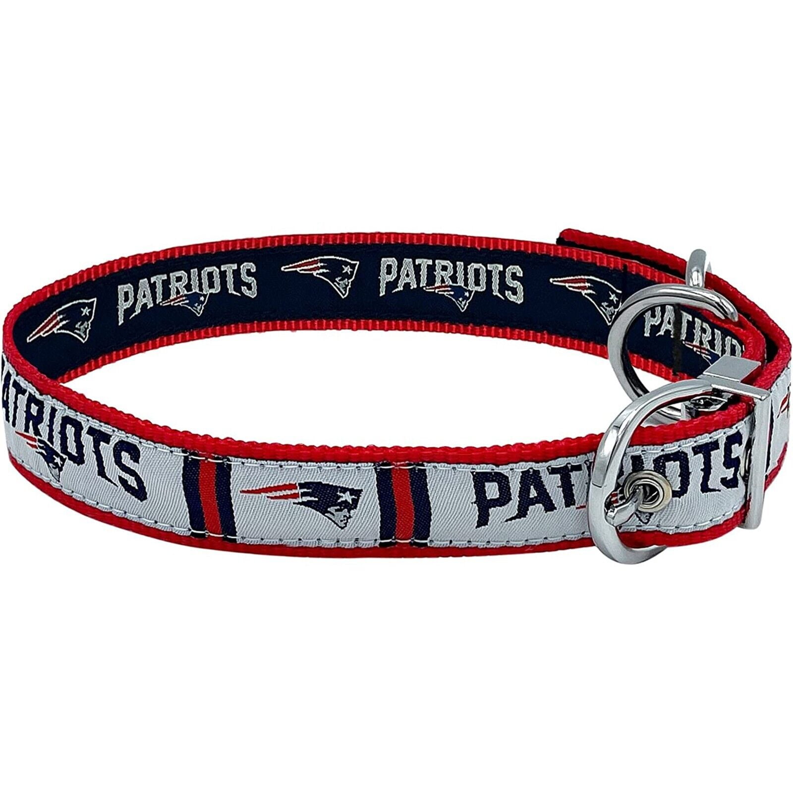 Pets First New England Patriots Reversible Collar Reversible NFL Dog Collar Premium Two-Sided Pet Collar with NFL Logo, Large