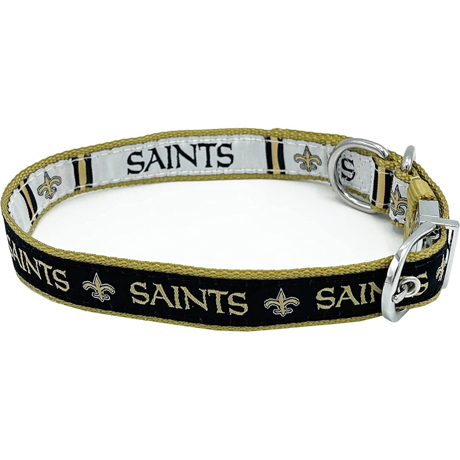 Pets First New Orleans Saints Reversible Collar Reversible NFL Dog Collar Premium Two-Sided Pet Collar with NFL Logo, Large