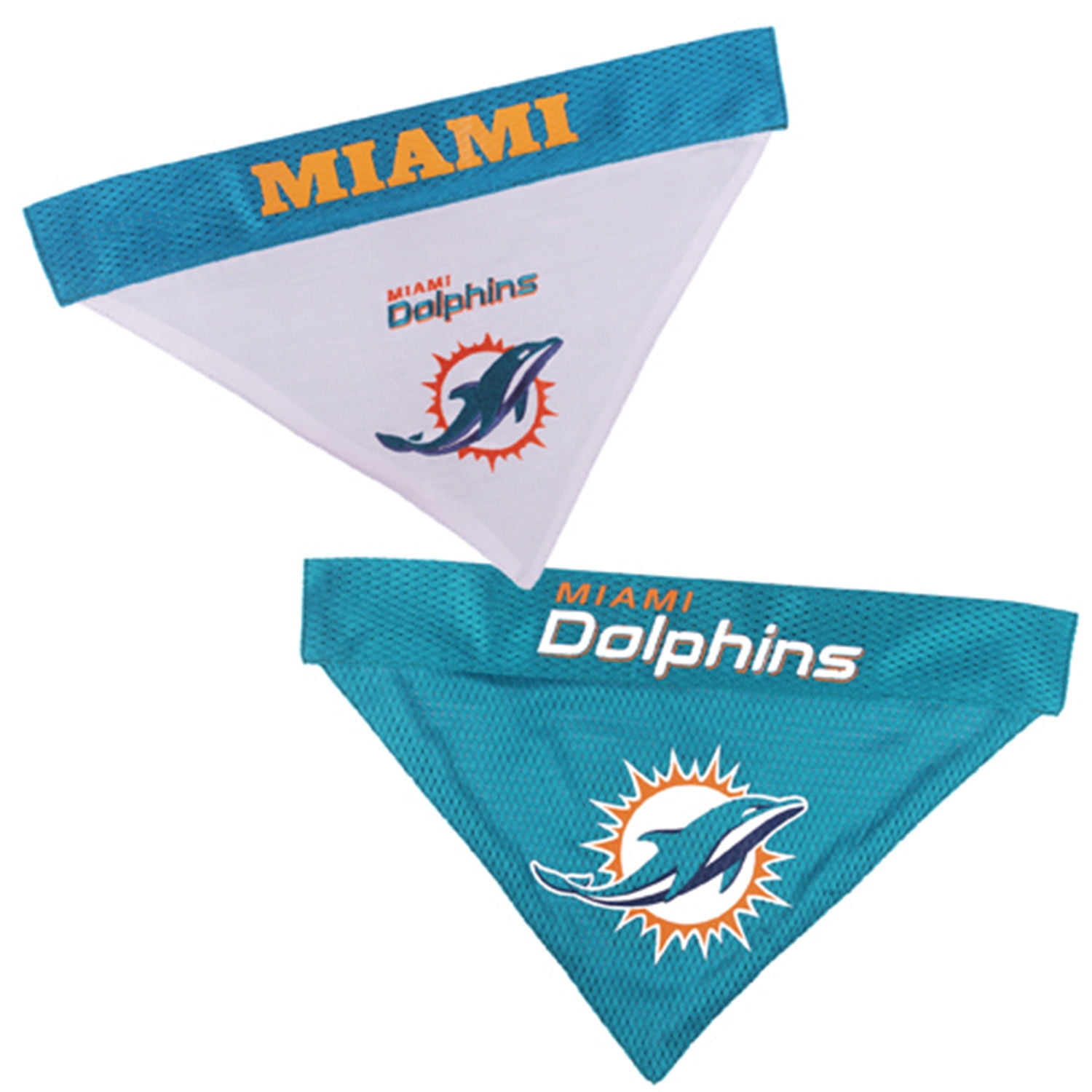Pets First Nfl Miami Dolphins Reversible Bandana Licensed, Reversible Pet Bandana - 2 Sided Bandana