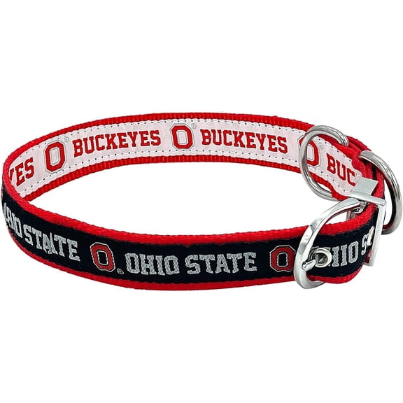 Pets First Ohio State Buckeyes Reversible NCAA Dog Collar Premium Two-Sided Pet Collar with Logo