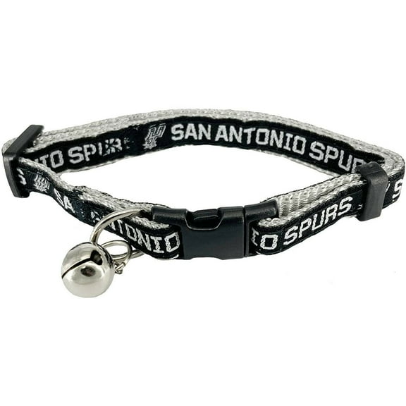 Pets First Plastic, Metal, Nylon & Polyester Sport San Antonio Spurs NBA Fashion Cat Collar, Gray, S