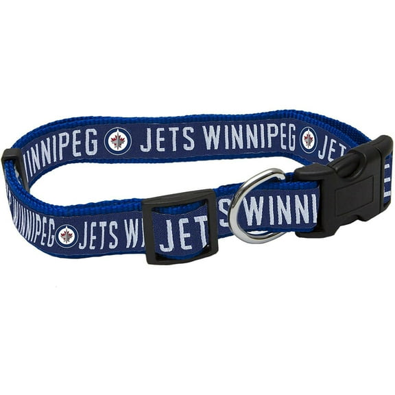 Pets First Polyester Cotton Sports Winnipeg Jets NHL Fashion Dog Cat Collar, Blue, Medium