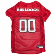 Pets First Polyester Mesh Striped Georgia Bulldogs NCAA Dog & Cat Jersey, Red, L
