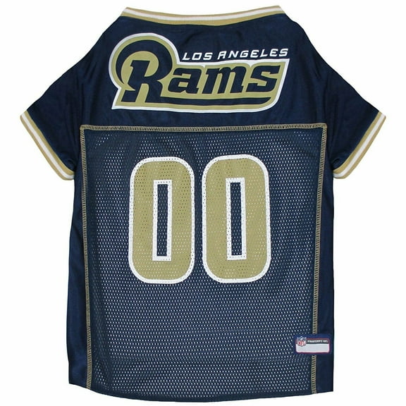 Pets First Polyester Mesh Striped Los Angeles Rams NFL Dog & Cat Jersey, Blue, L