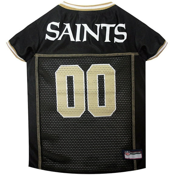 Pets First Polyester Mesh Striped New Orleans Saints NCAA Dog & Cat Jersey, Black, XXXL