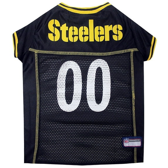 Pets First Polyester Mesh Striped Pittsburgh Steelers NCAA Dog & Cat Jersey, Black, XXXL