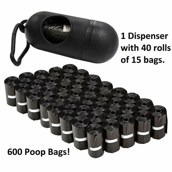 Pets First Poop Bag Dispenser with Leash Clip & Premium Dog Waste Bag