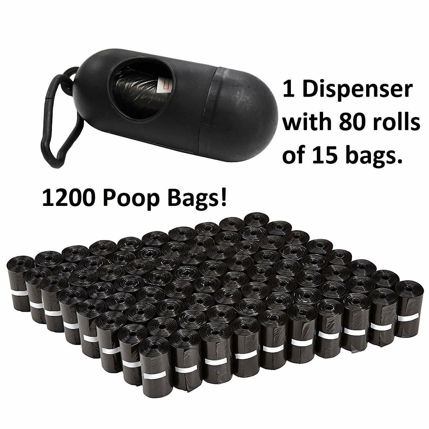 Pets First Poop Bag Dispenser with Leash Clip & Premium Dog Waste Bag