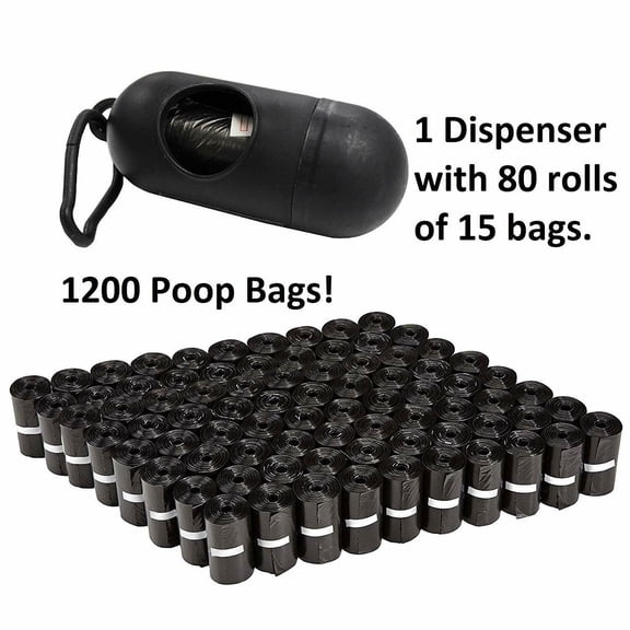 Pets First Poop Bag Dispenser with Leash Clip & Premium Dog Waste Bag