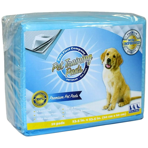 Pets First Premium Dog Training Pads, Most Absorbent, 10 Counts