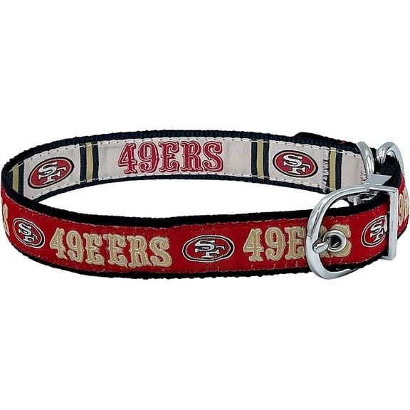Pets First San Francisco 49ers Reversible Collar Reversible NFL Dog Collar Premium Two-Sided Pet Collar with NFL Logo, Medium