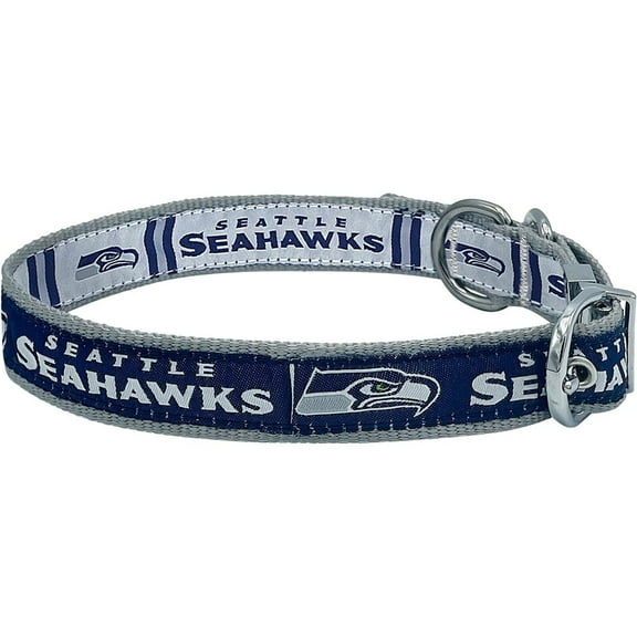 Pets First Seattle Seahawks Reversible Collar Reversible NFL Dog Collar Premium Two-Sided Pet Collar with NFL Logo, Large