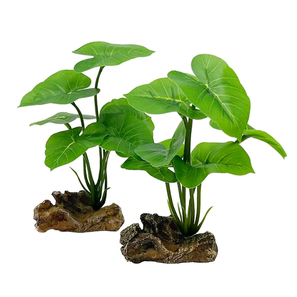 Pets Fish Tank Decor Aquarium Decorations Ornaments Betta Leaf pad Hammock 6inch Plastic Artificial Plant Goldfish Fish Hides Small Tank/Reptiles Plants Driftwood (Green-Type-A)