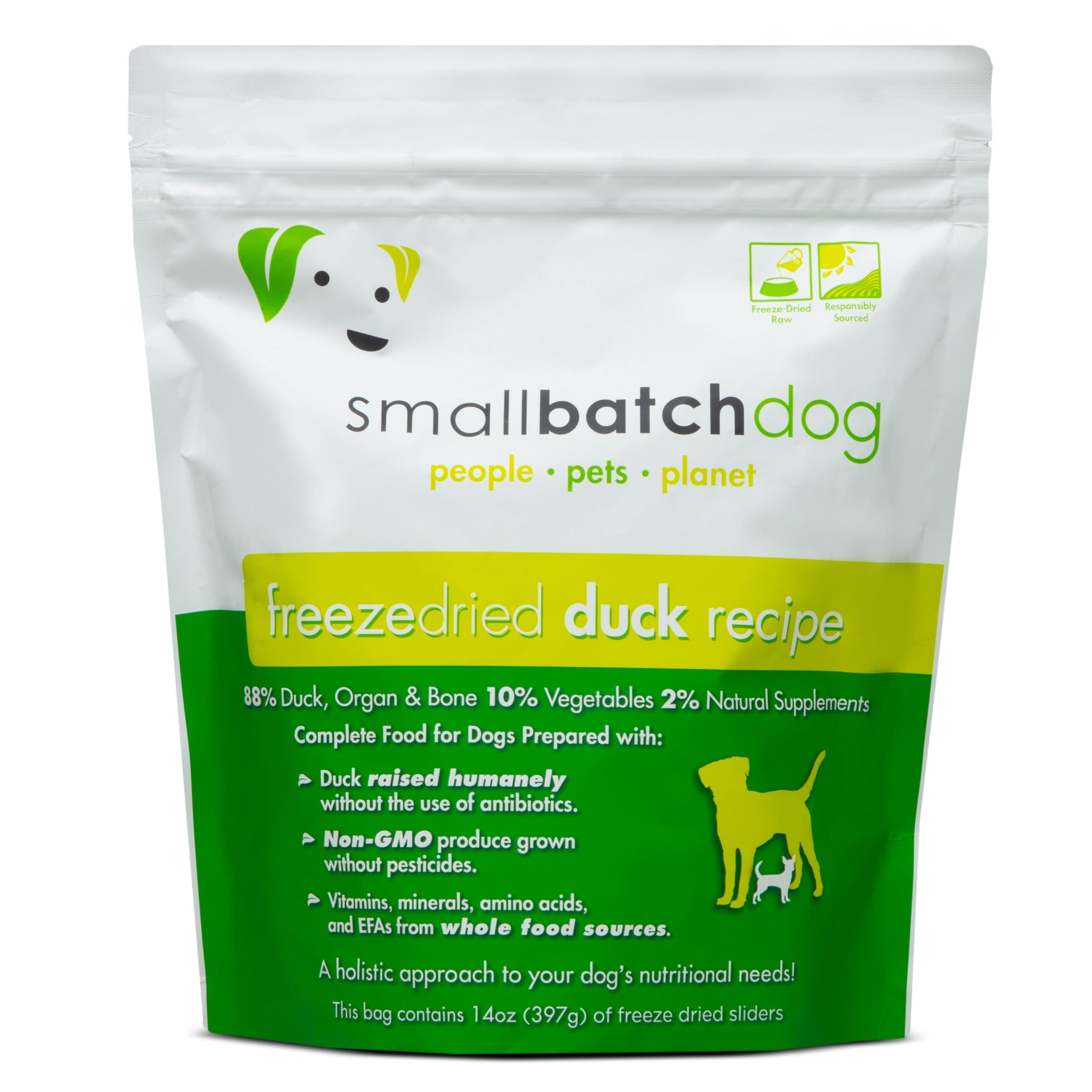 Pets FreezeDried Premium Raw Food Diet For Dogs, Duck Recipe, 14 Oz, Made In The Usa, Organic