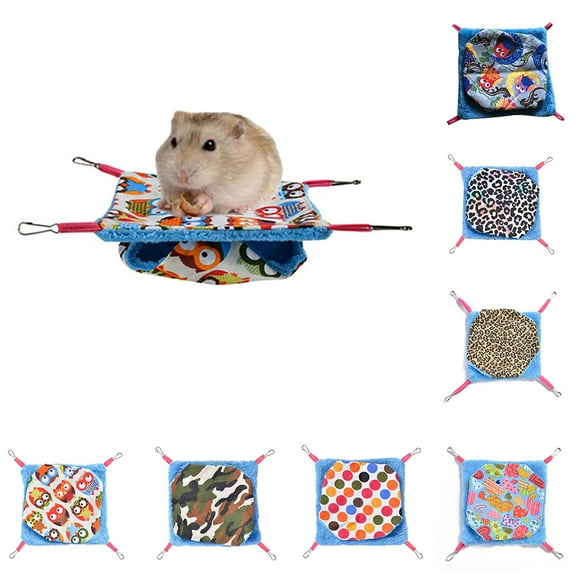 Pets Hamster Rabbit Double Layer Owl Heart Hammock Nests Hanging Blanket Mat Bed