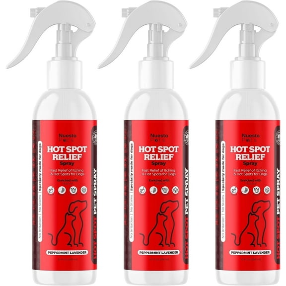 Nuesta Pets Hot Spot Relief Spray for Dogs, Pet Stain Removers, 3-Pack, 10 oz