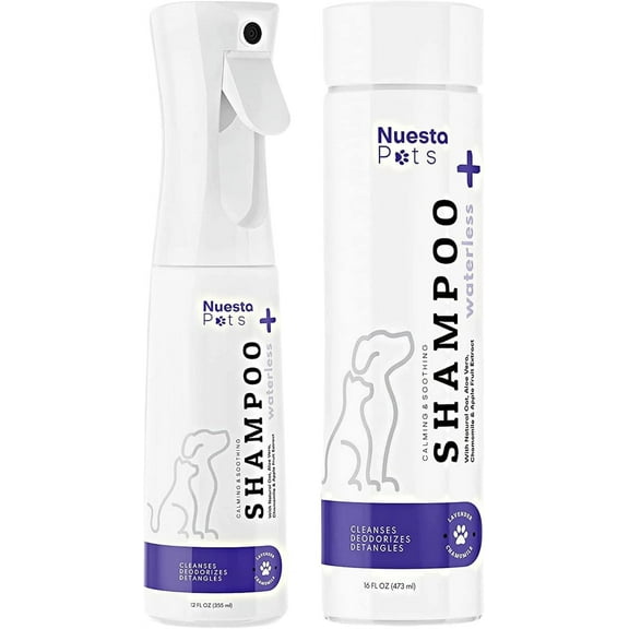Nuesta Pets Waterless Cleaning Shampoo for Dogs & Cats, Lavender Chamomile Scent, 28 oz Bottle
