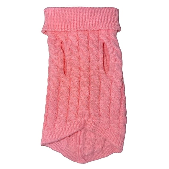 Pets In Pink Dog Cable Knit Sweater Large
