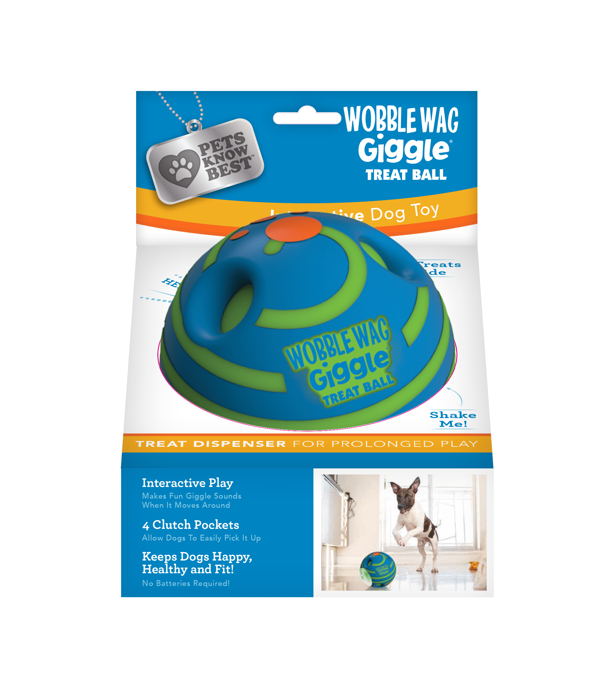 Pets Know Best 4-Pocket Wobble Wag Giggle Treat Ball