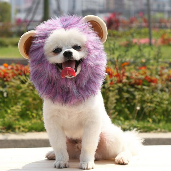 Pets Lion Mane Wig Hood Dog And Cat Fancy Wearable Lion Hair Accessories Pets Clothes For Halloween Christmas Easter Festival Party(S-11In)