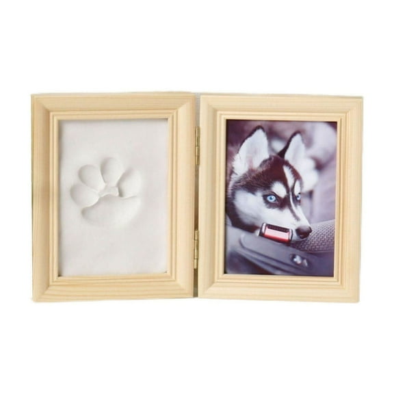 Pets Paw Print + Photo Keepsake Frame Holds,Memorial Clay Imprint Kit,for Dogs and Cats,Perfect for Pet Lovers – Hinged for Desktop