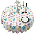 thumbnail image 1 of Pets Paws Print Colorful Round Tablecloth 60"x60",Wrinkle Wipeable Table Cloth for Kitchen Dining Room Picnic Patio Party, 1 of 6