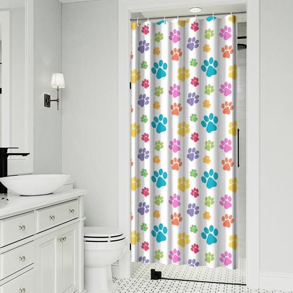 Pets Paws Print Colorful Shower Curtain 36x72in ,Bathroom Decorative Shower Curtains Set with 12 Hooks,Modern Waterproof Washable Shower Curtain