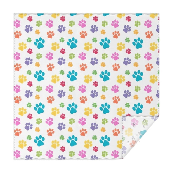 Pets Paws Print Colorful Square Tablecloth,Waterproof Square Table Cover,Wipeable Spillproof Washable Table Cover for Home Kitchen Party Decor 60"x60"(152x152cm)