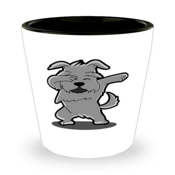 Pets Shot Glass, Dabbing Schnauzer, Cute Dog Gift, Mini Glassware, 1.5oz Cup