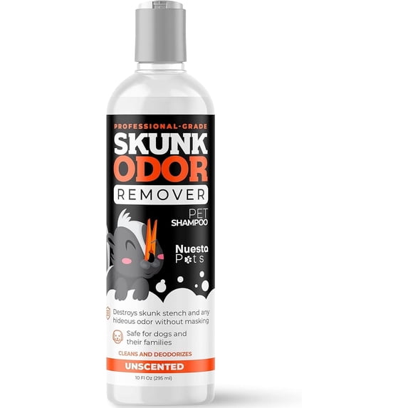 Nuesta Pets Skunk Odor Remover Pet Shampoo,10 oz Bottle, Unscented, pH Balanced, Naturally Derived, Safe & Gentle for Dogs