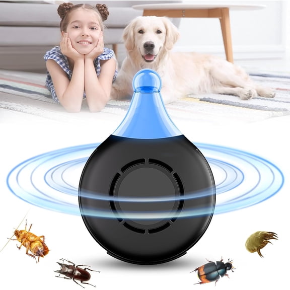 Pets Ultrasonic Repeller Tick & Flea Repeller Control Insect Repellent Pest Lice Repeller Pet Supply Emits High Frequencies and Protects Pet Without Harmful Chemicals or Pesticides Black