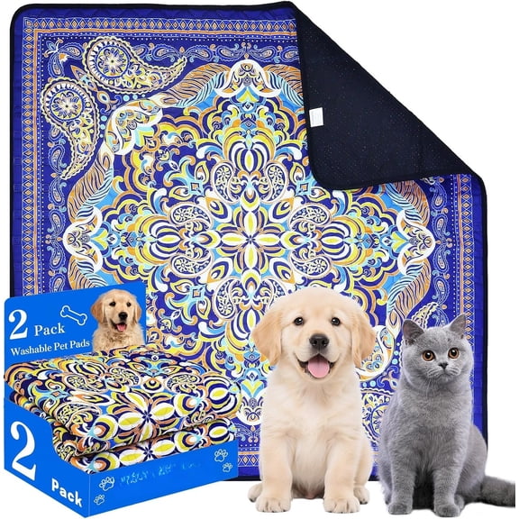 Pets Underpads, 2 Pack 18"x25" Washable Pee Pads for Dogs, Heavy Absorbency, Non-Slip and Leak-Proof Puppy Pee Mat for Crate, Couch, Floor and Housebreaking