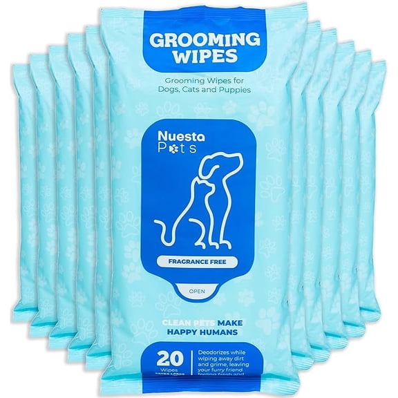 Nuesta XL Hypoallergenic Pet Wipes 240 Ct – Dog Grooming Wipes for Paws, Ears, Face & Bum with Aloe