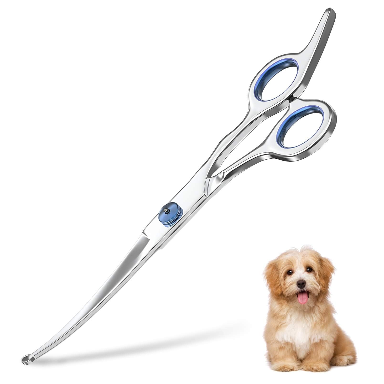Pets vv 7.5" Curved MMF7 Dog Grooming Scissors with Safety Round Tips