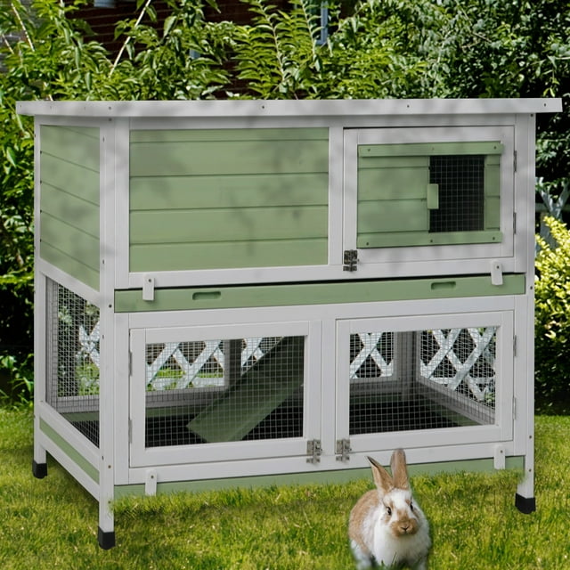 PetsCosset Rabbit Hutch Indoor&Outdoor Rabbit Cages Bunny Cage On ...