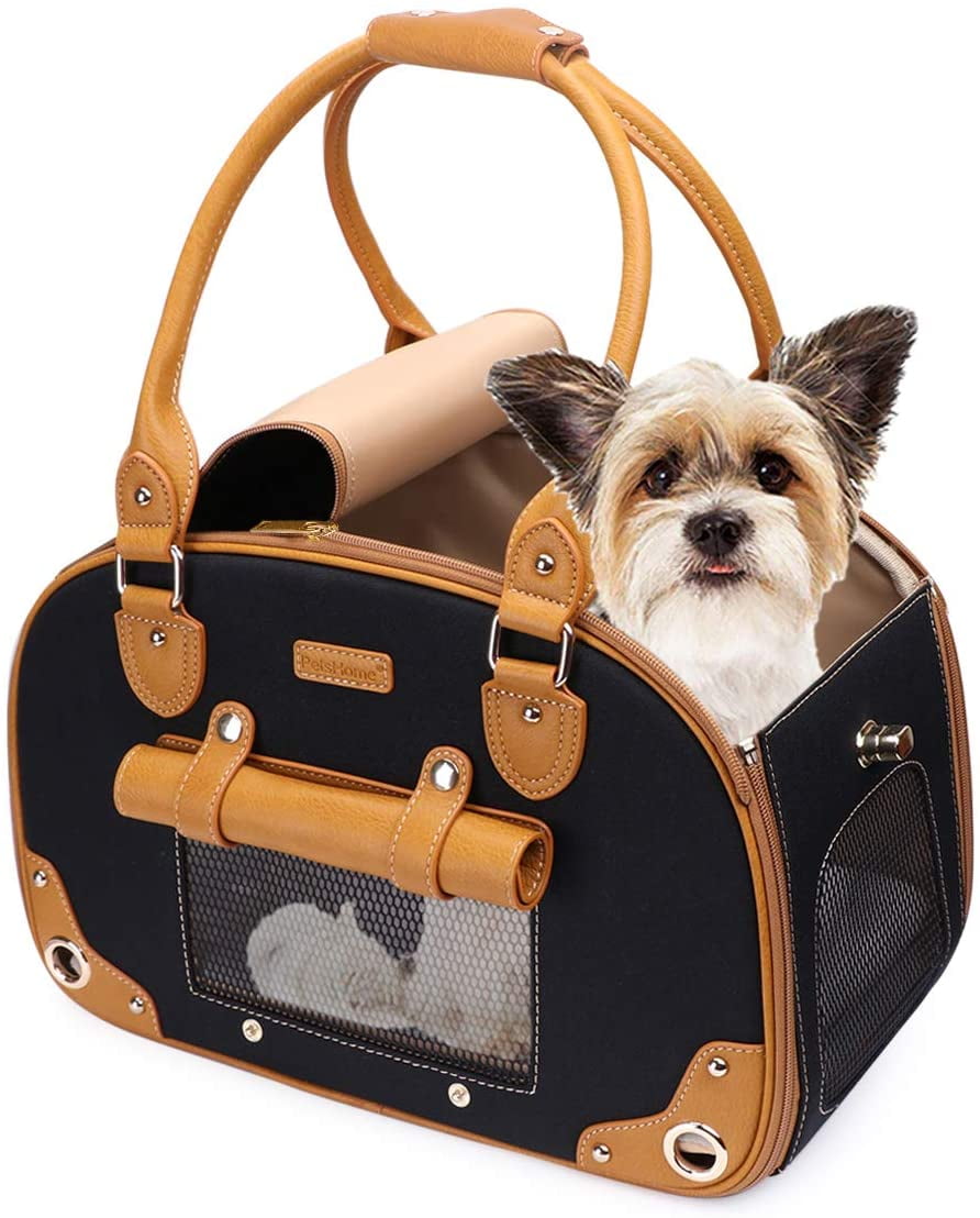 PetsHome Dog Carrier Purse Pet Carrier Cat Carrier Foldable Waterproof Premium Nylon Pet Travel Portable Bag Carrier for Cat and Small Dog Home Outdoor Black Small Pack of 1 Nylon Black Walmart