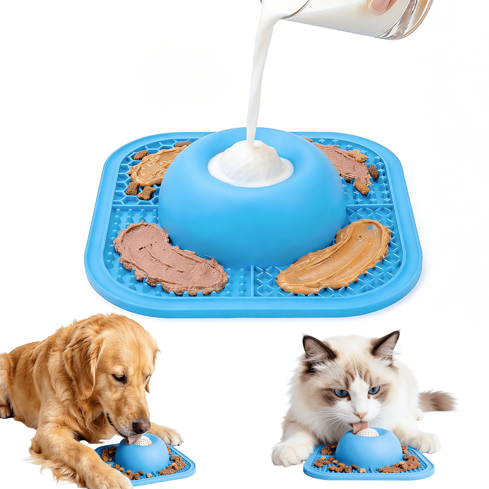 Slow Feeder Dog Bowls with Lick Mat for Liquid Treats Anti-Choking Dog Lick Bowl Dietary Supplement Post-op Nutrition Dog Licking Toy-Black