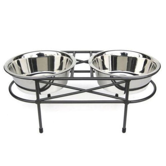 Mesh Elevated Double Dog Bowl - Small/Black